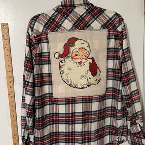 Women’s Upcycled Flannel Christmas Plaid Shirt